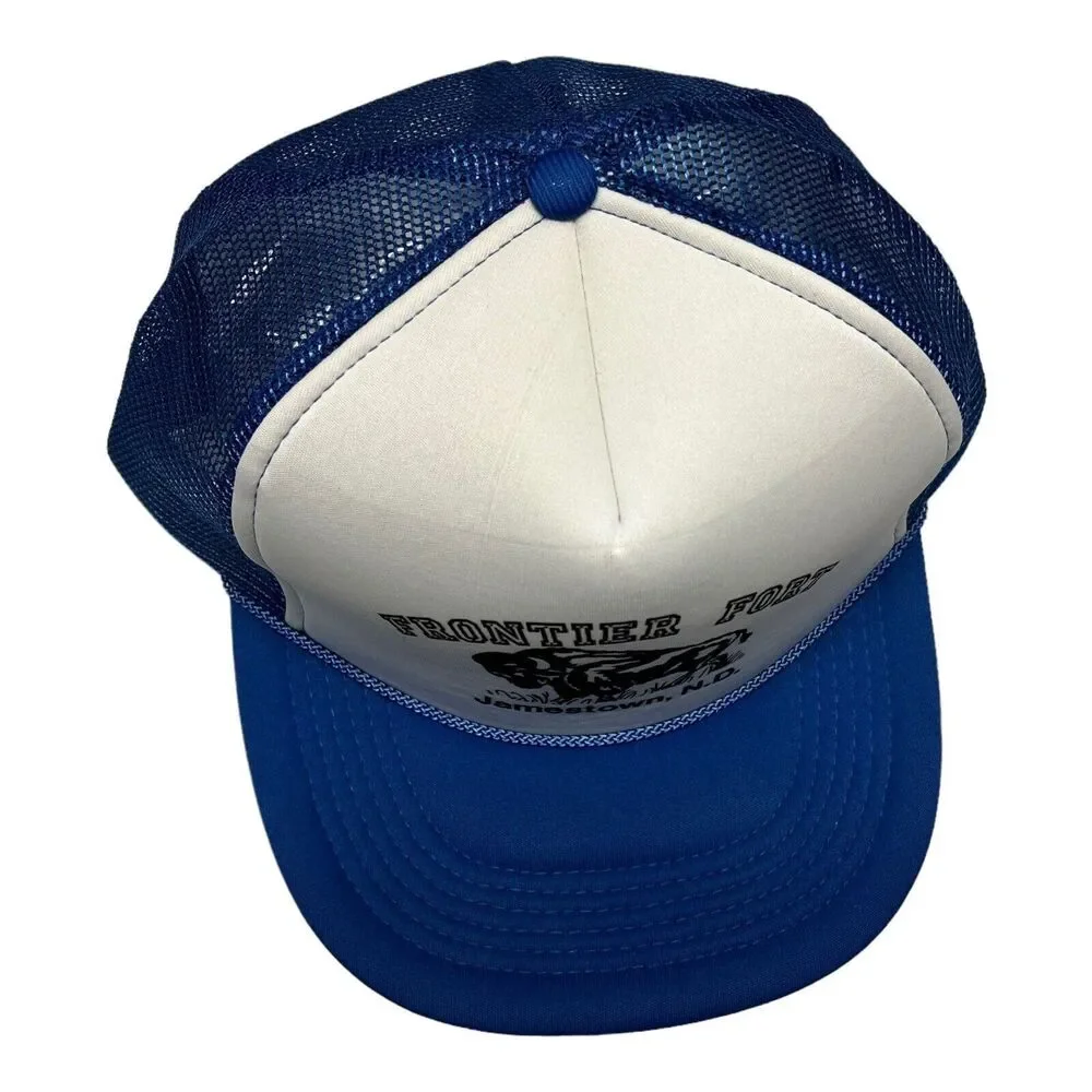 Frontier Fort VTG Men’s Trucker‎ Hat Mesh Jamestown N.D Buffalo Strap Back Retro